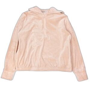 FILA 90 Y2K Pink Velour Athleisure Pullover 1/4‎ Zip Hoodie Jacket Womens Large
